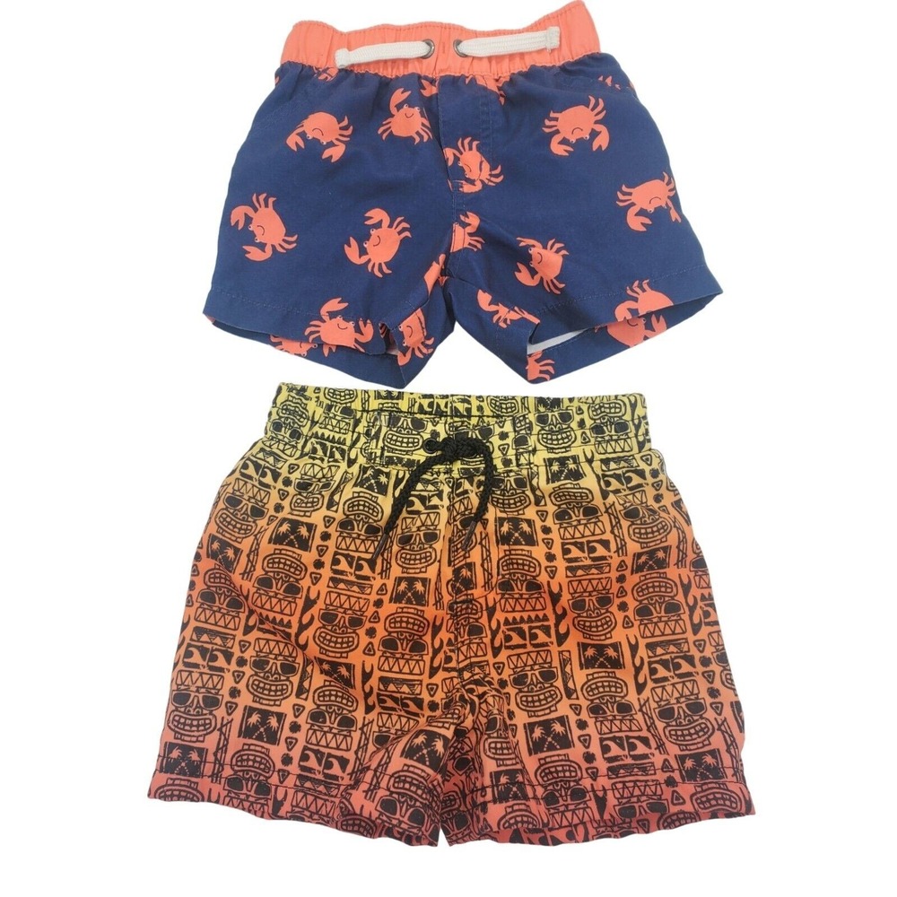 Carters & Koala Baby Infant Boys Swim Trunks 6 Months Crab Tiki Print Swim Wear
